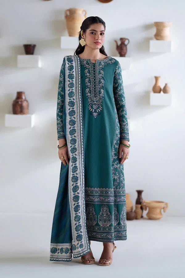 Maryum N Maria | Noore Winters 25 | 3 Piece Embroidered Khaddar SERINA - FSU5675 - Aqsa Fabrics