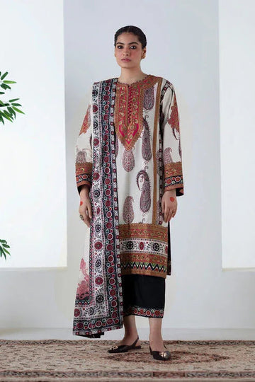 Maryum N Maria | Noore Winters 25 | 3 Piece Embroidered Khaddar ZOHAL - FSU5678 - Aqsa Fabrics