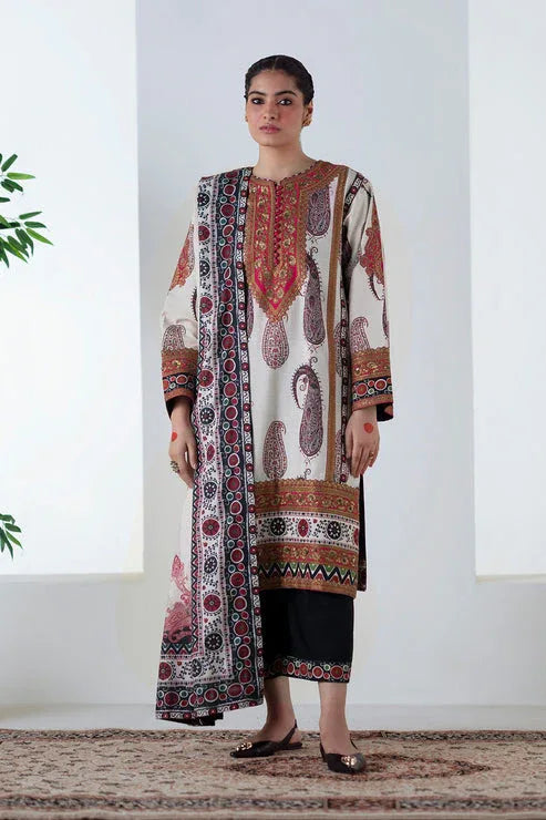 Maryum N Maria | Noore Winters 25 | 3 Piece Embroidered Khaddar ZOHAL - FSU5678 - Aqsa Fabrics