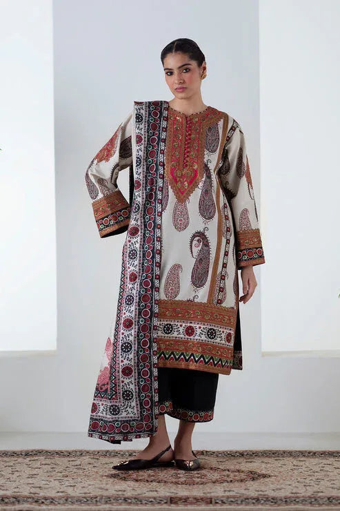 Maryum N Maria | Noore Winters 25 | 3 Piece Embroidered Khaddar ZOHAL - FSU5678 - Aqsa Fabrics