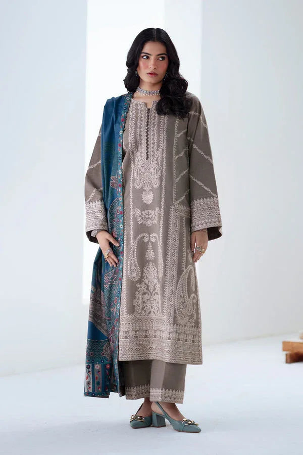 Maryum N Maria | Noore Winters 25 | 3 Piece Embroidered Khaddar ANGEZA - FSU5679 - Aqsa Fabrics