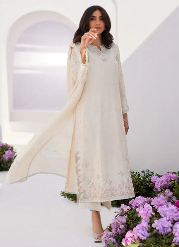 Farah Talib Aziz | Zaza Luxe Pret 24 | LYA IVORY EMBELLISHED RAW SILK SHIRT AND DUPATTA - Aqsa Fabrics