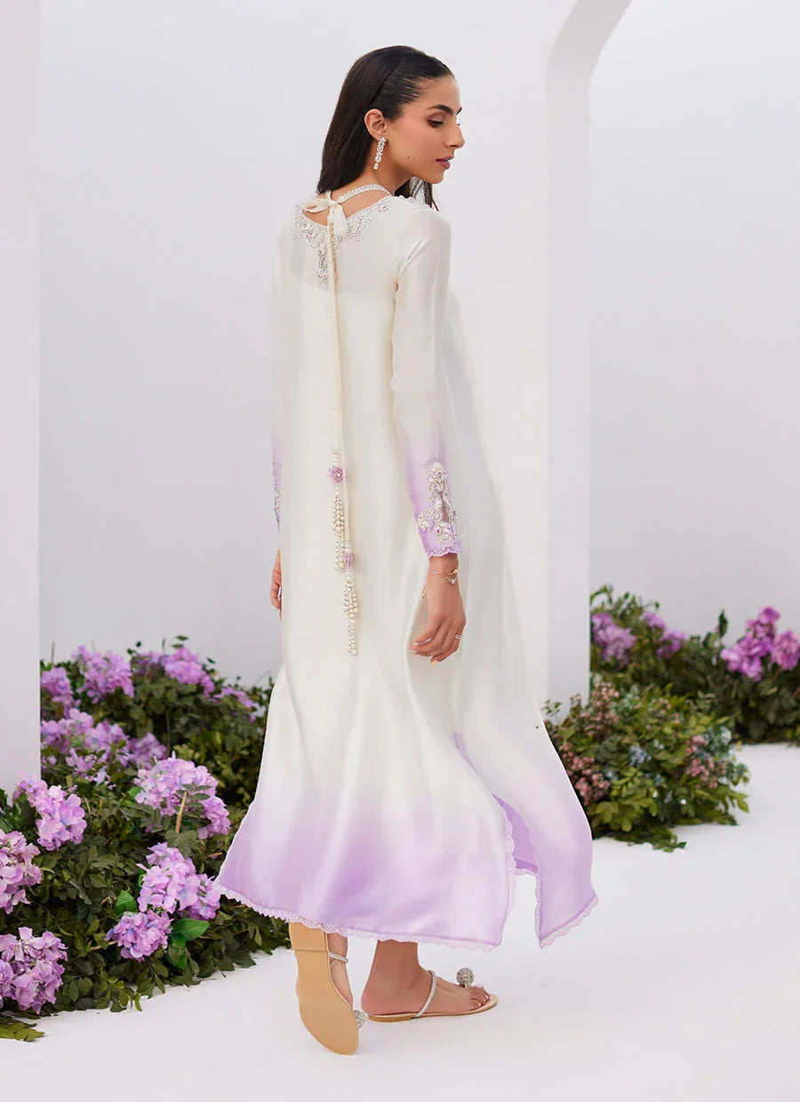 Farah Talib Aziz | Zaza Luxe Pret 24 | LYA IVORY EMBELLISHED RAW SILK SHIRT AND DUPATTA - Aqsa Fabrics