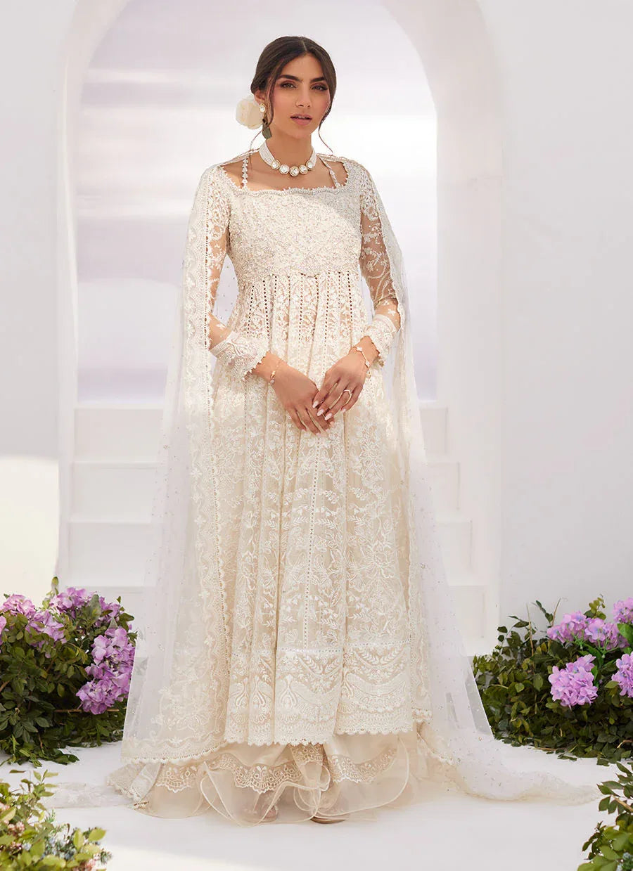 Farah Talib Aziz | Zaza Luxe Pret 24 | MAELLE IVORY EMBROIDERED AND EMBELLISHED KALIDAAR - Aqsa Fabrics