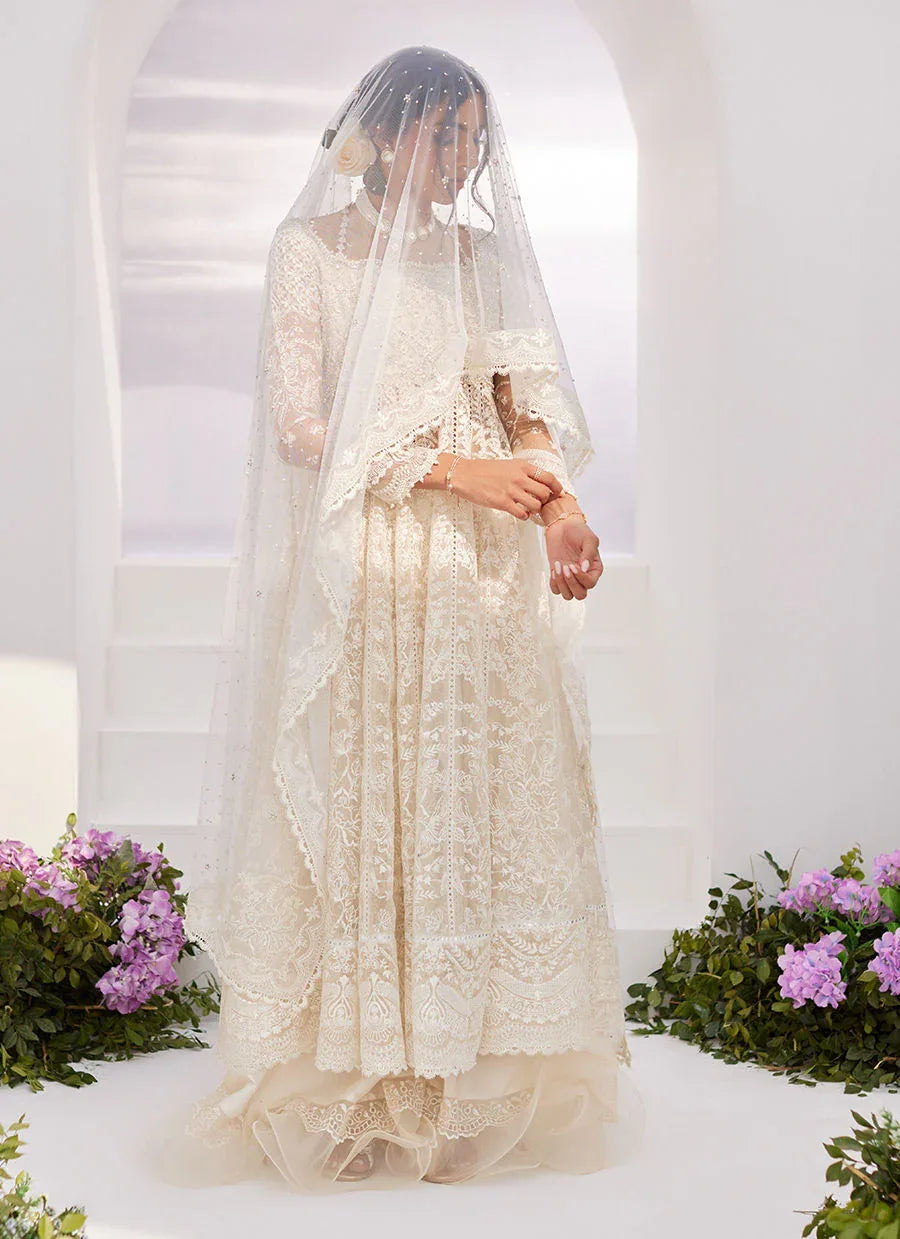Farah Talib Aziz | Zaza Luxe Pret 24 | MAELLE IVORY EMBROIDERED AND EMBELLISHED KALIDAAR - Aqsa Fabrics