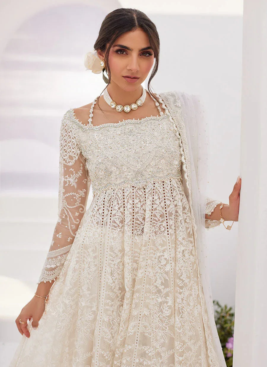 Farah Talib Aziz | Zaza Luxe Pret 24 | MAELLE IVORY EMBROIDERED AND EMBELLISHED KALIDAAR - Aqsa Fabrics