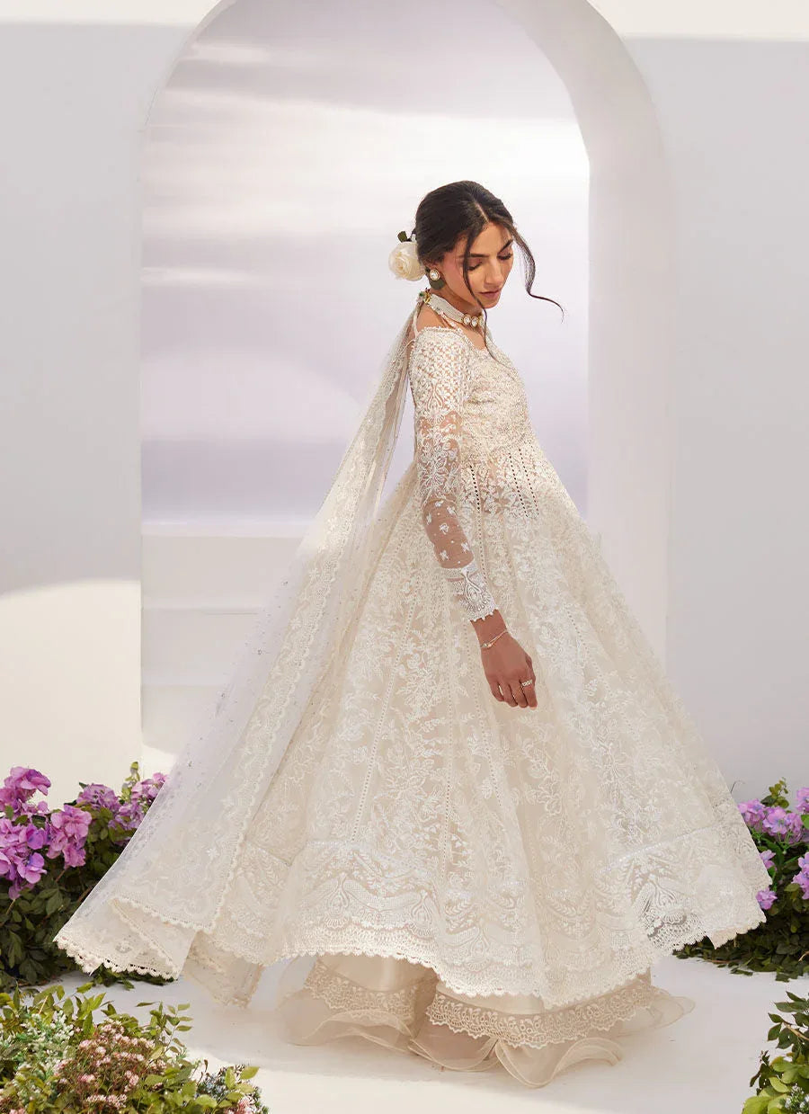 Farah Talib Aziz | Zaza Luxe Pret 24 | MAELLE IVORY EMBROIDERED AND EMBELLISHED KALIDAAR - Aqsa Fabrics