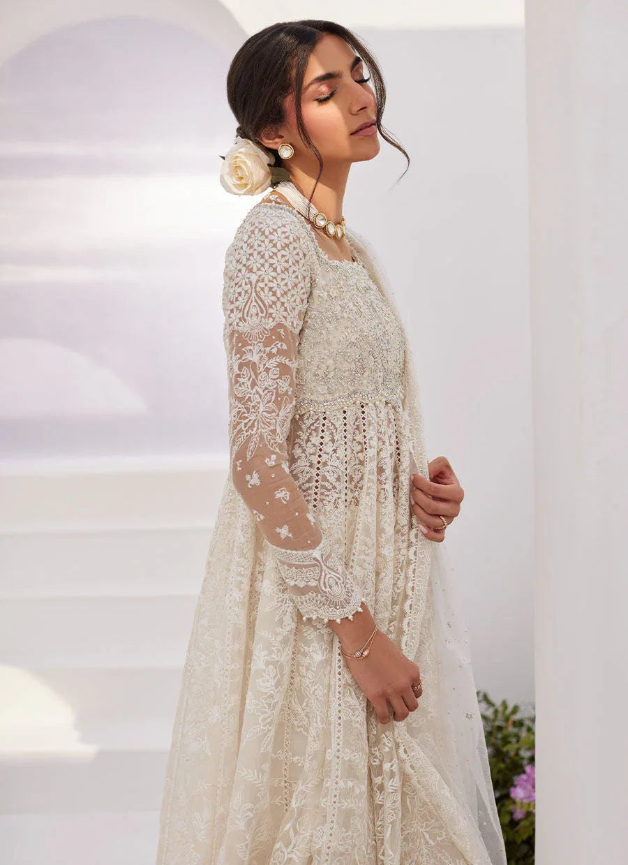 Farah Talib Aziz | Zaza Luxe Pret 24 | MAELLE IVORY EMBROIDERED AND EMBELLISHED KALIDAAR - Aqsa Fabrics