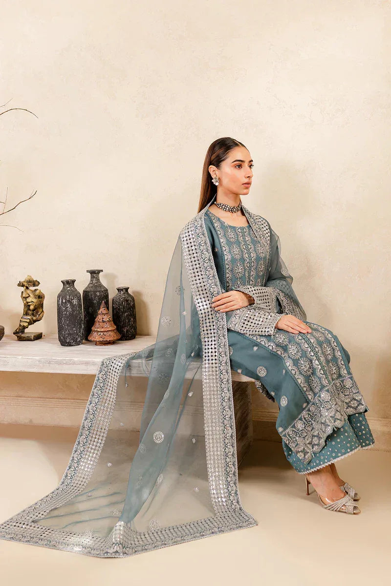 Farasha | Ritizer Festive Formals | Aqua Flora - Aqsa Fabrics