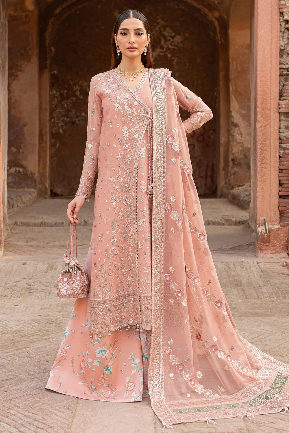 Farasha | Ritzier Wedding Formals |  Peach Bell - Aqsa Fabrics