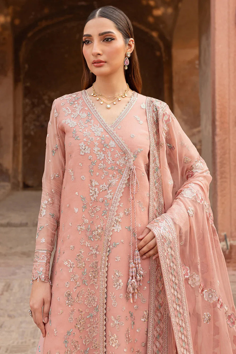 Farasha | Ritzier Wedding Formals |  Peach Bell - Aqsa Fabrics