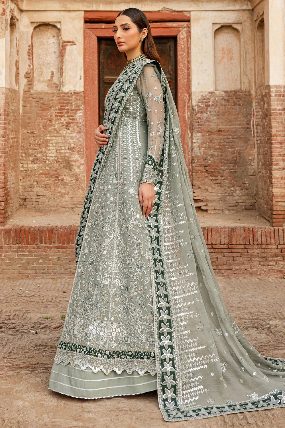 Farasha | Ritzier Wedding Formals |  Grey Veil - Aqsa Fabrics