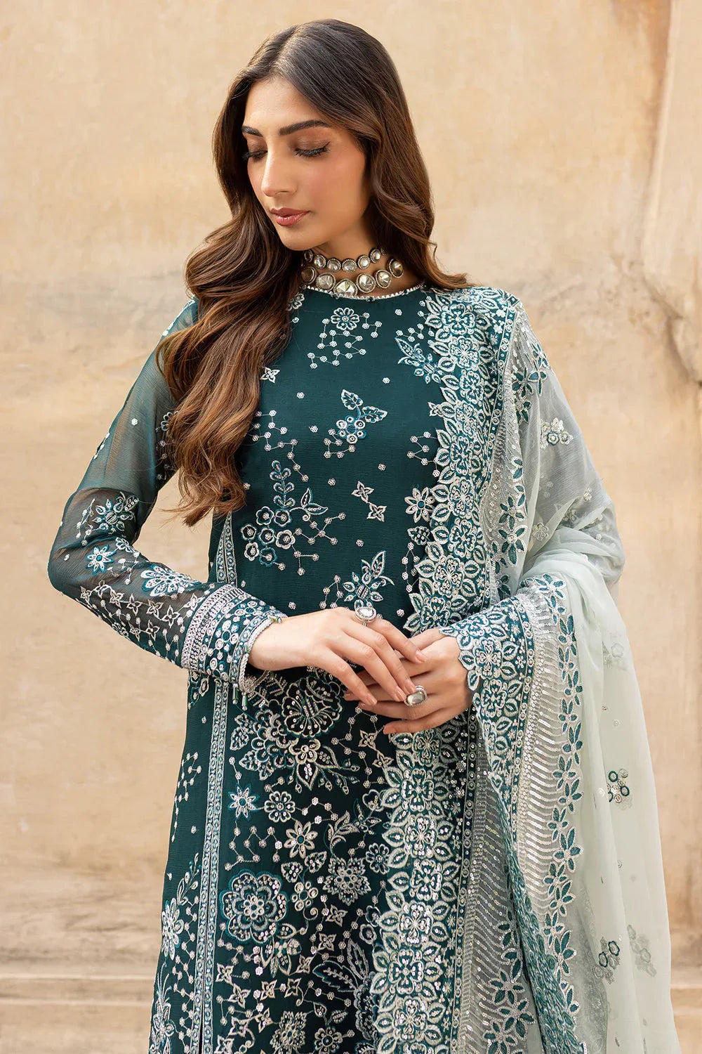 Farasha | Ritzier Wedding Formals |  Teal Dreams - Aqsa Fabrics