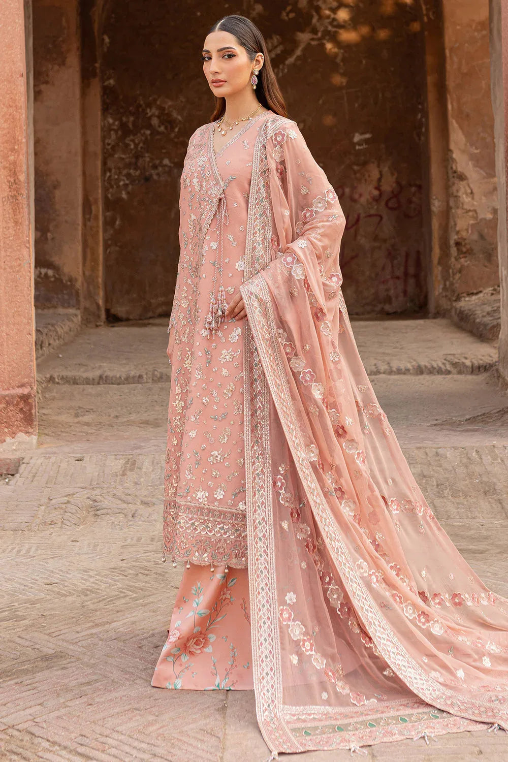 Farasha | Ritzier Wedding Formals |  Peach Bell - Aqsa Fabrics