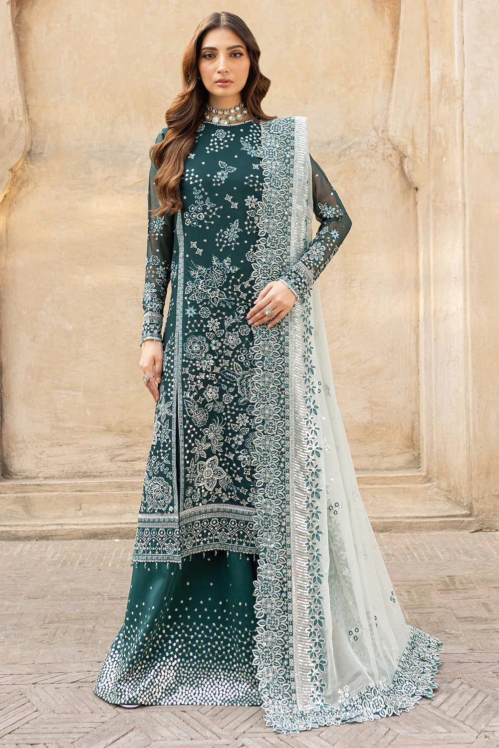 Farasha | Ritzier Wedding Formals |  Teal Dreams - Aqsa Fabrics