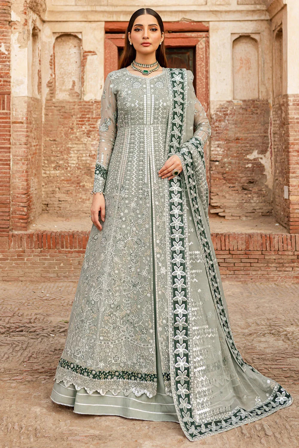 Farasha | Ritzier Wedding Formals |  Grey Veil - Aqsa Fabrics