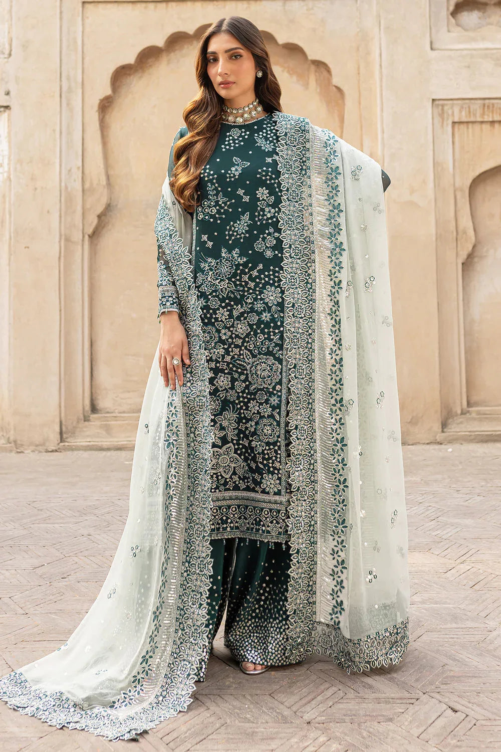 Farasha | Ritzier Wedding Formals |  Teal Dreams - Aqsa Fabrics