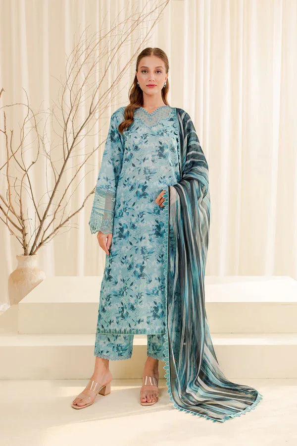 Farasha | Printed Essentials | AQUA BERYL - Aqsa Fabrics