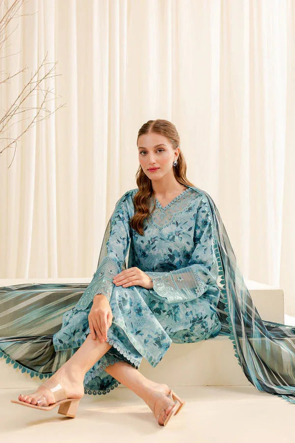 Farasha | Printed Essentials | AQUA BERYL - Aqsa Fabrics
