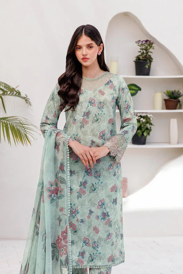 Farasha | Printed Essentials | MINT BREEZE - Aqsa Fabrics