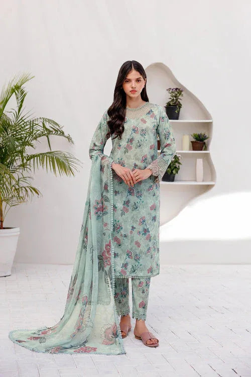 Farasha | Printed Essentials | MINT BREEZE - Aqsa Fabrics