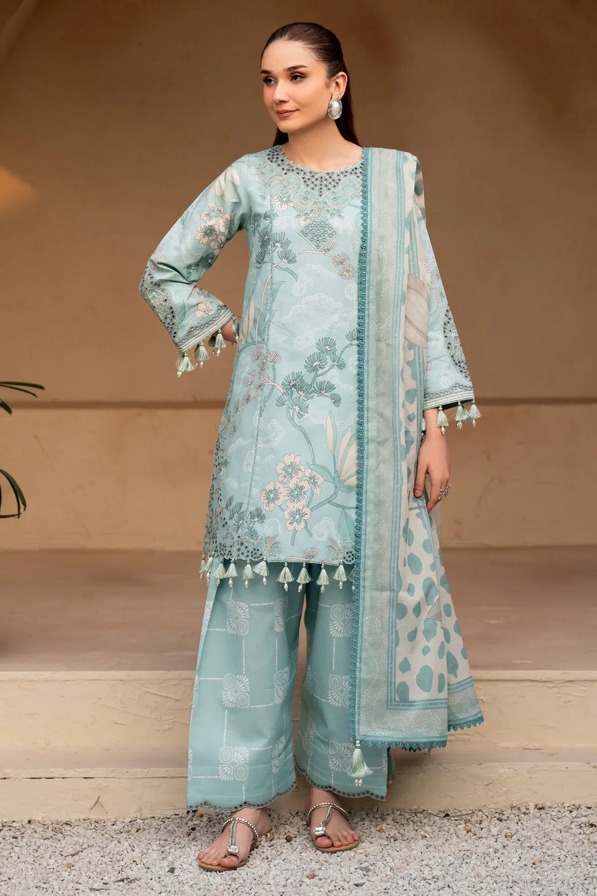 Alizeh | Levana Lawn | Fawn - Aqsa Fabrics
