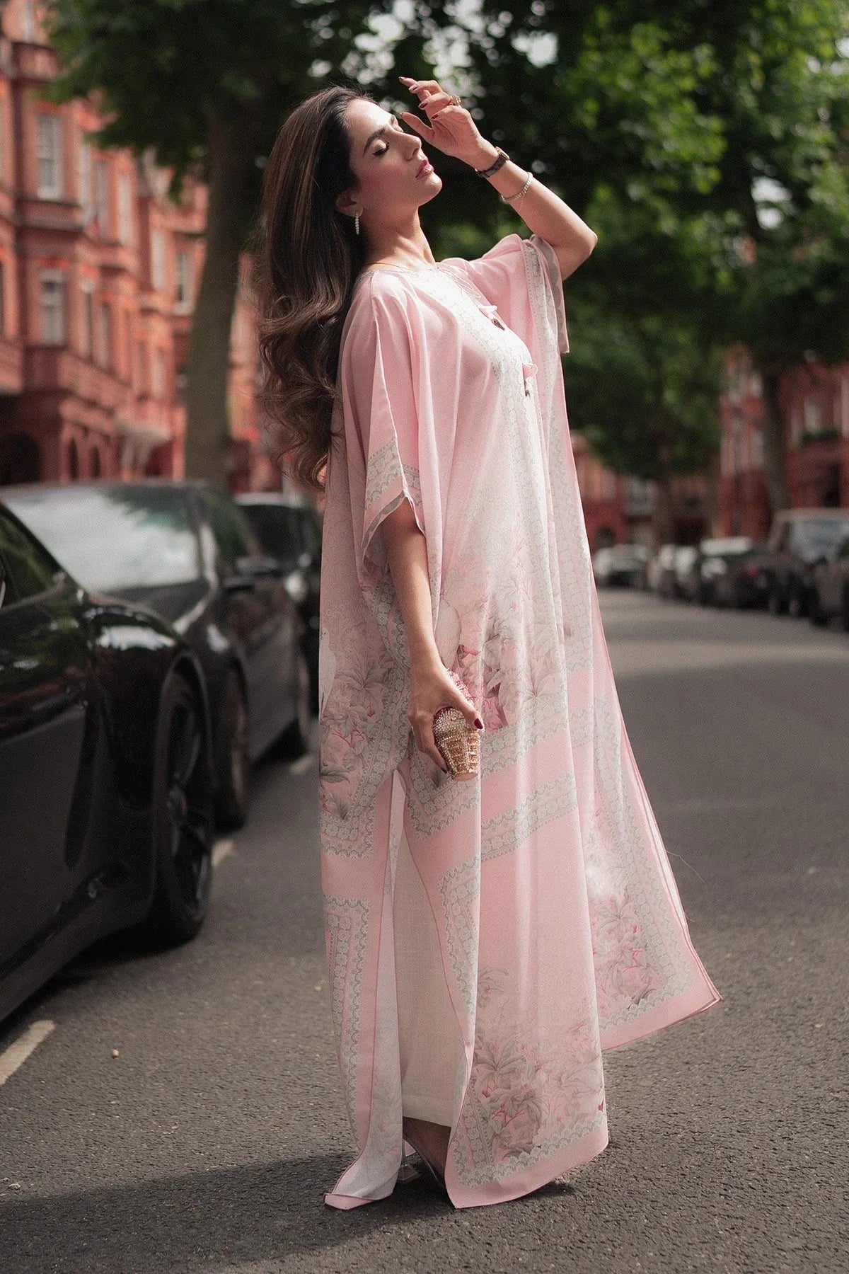 Erum Khan I Kaftan Edit I Fuchsia Fire - Aqsa Fabrics
