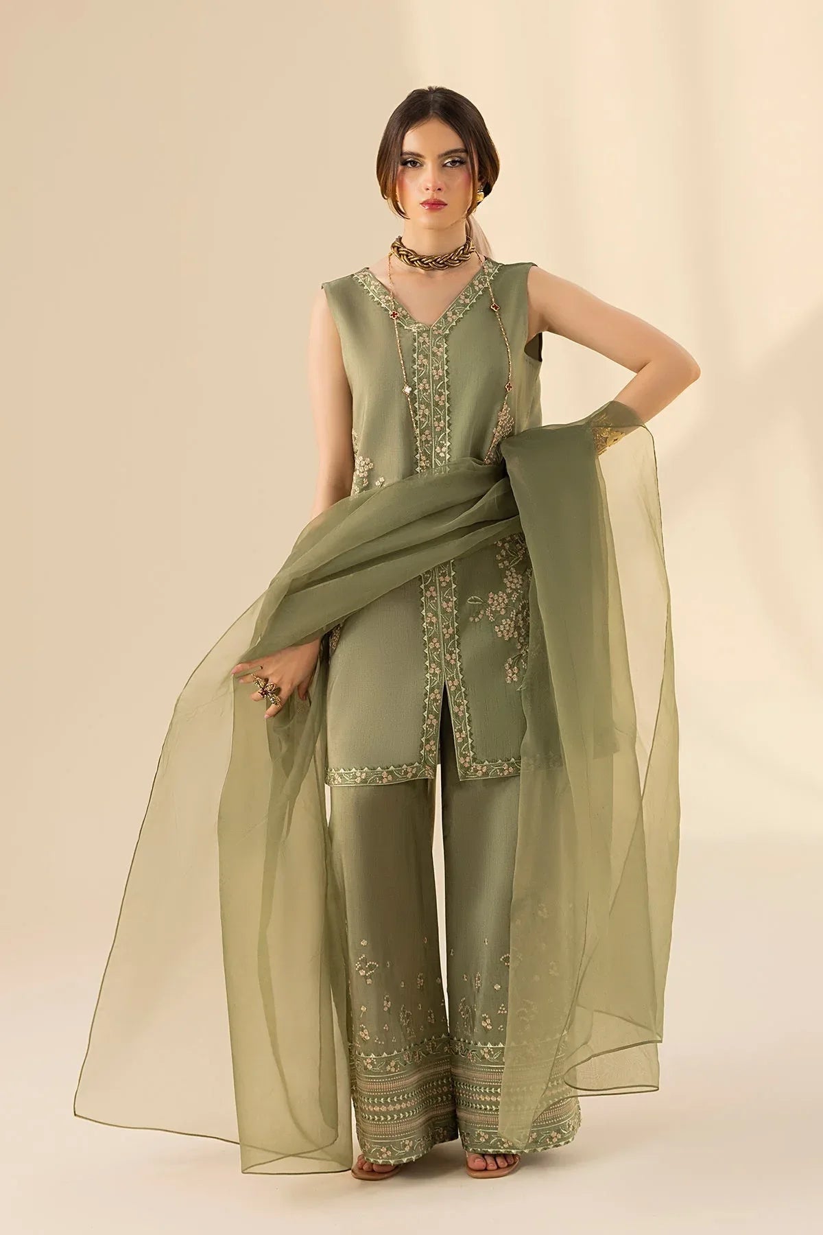 Erum Khan | Lillia Summer Edit | Olive Bloom - Aqsa Fabrics