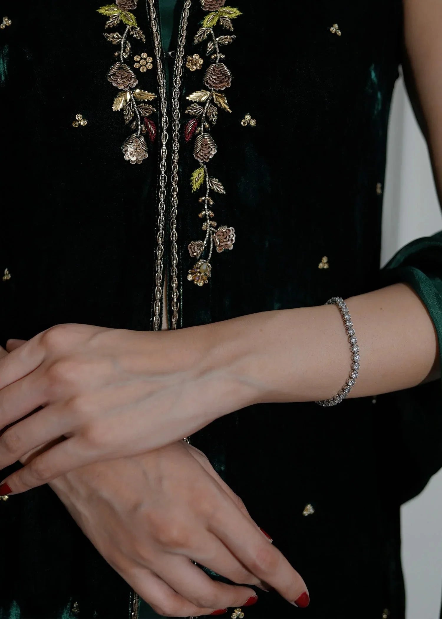 Mahum Asad | Voila Velvets | Emerald - Aqsa Fabrics