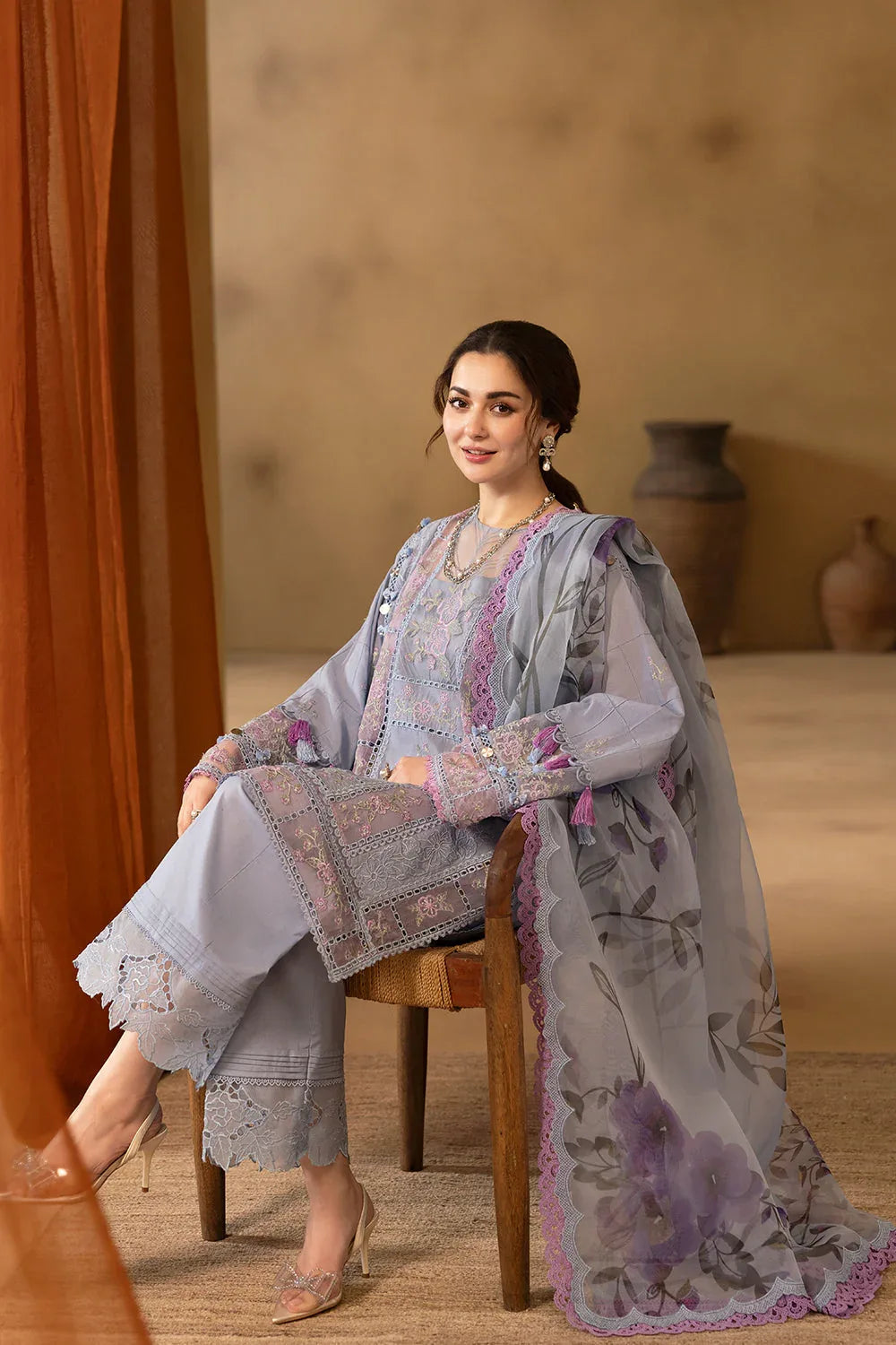 Saira Rizwan | Luxury Lawn 25 |EDRINA-SRL25-03 - Aqsa Fabrics