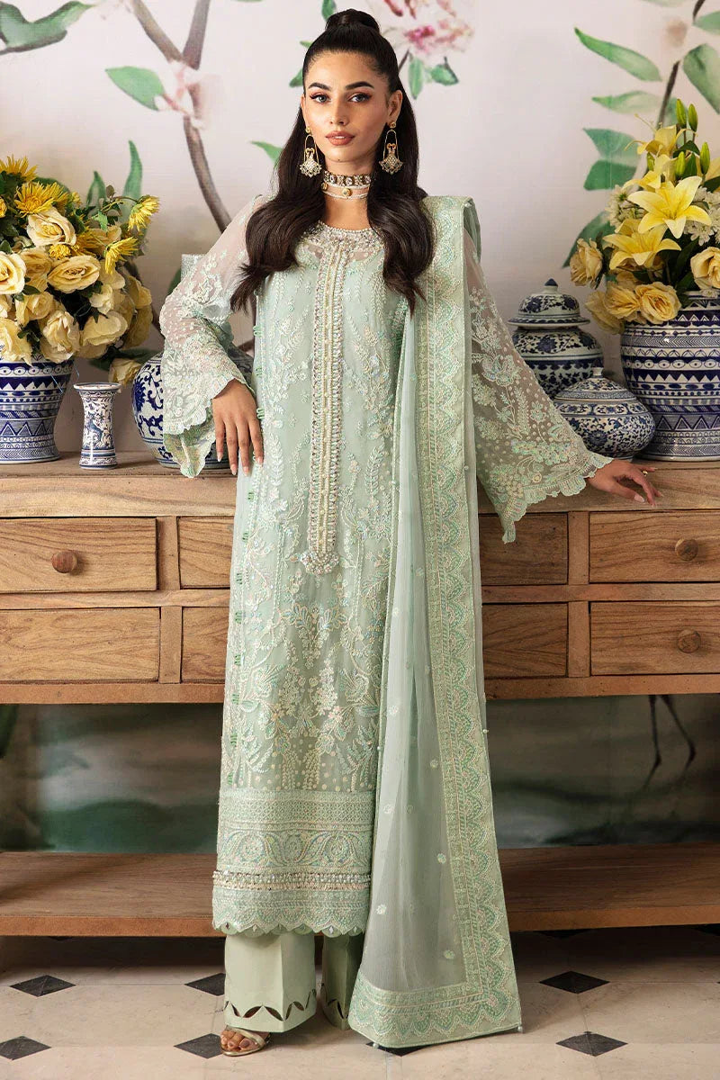 Gulaal | Embroidered Chiffon 24 | Jade - Aqsa Fabrics