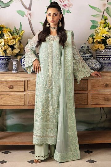 Gulaal | Embroidered Chiffon 24 | Jade - Aqsa Fabrics