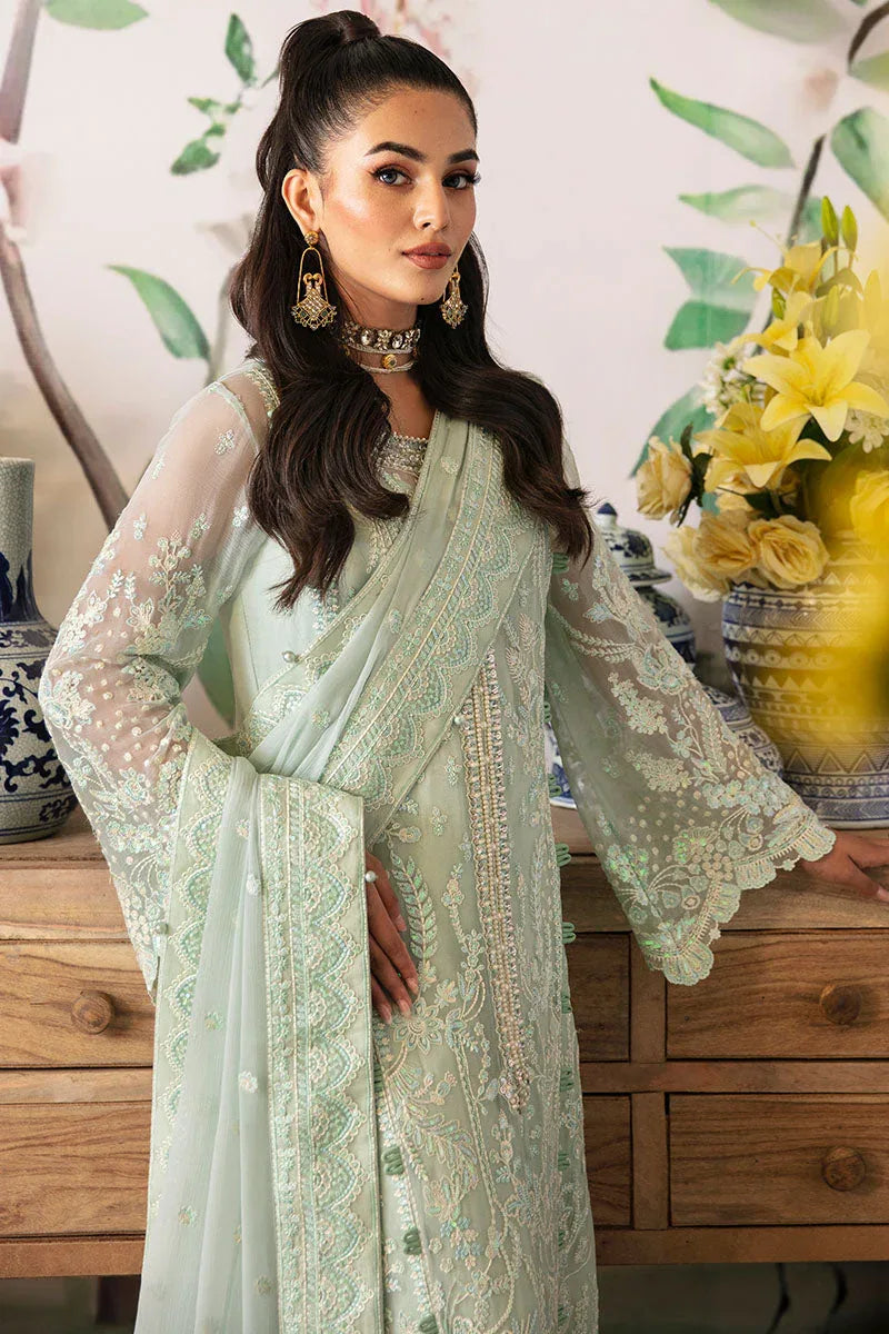 Gulaal | Embroidered Chiffon 24 | Jade - Aqsa Fabrics