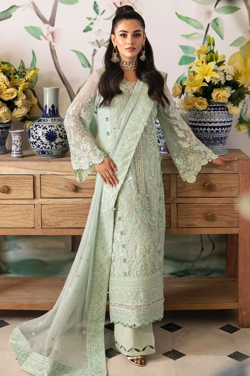 Gulaal | Embroidered Chiffon 24 | Jade - Aqsa Fabrics