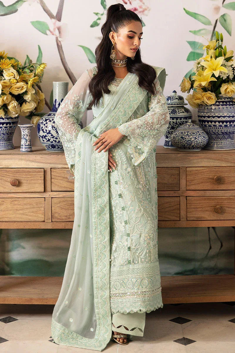Gulaal | Embroidered Chiffon 24 | Jade - Aqsa Fabrics