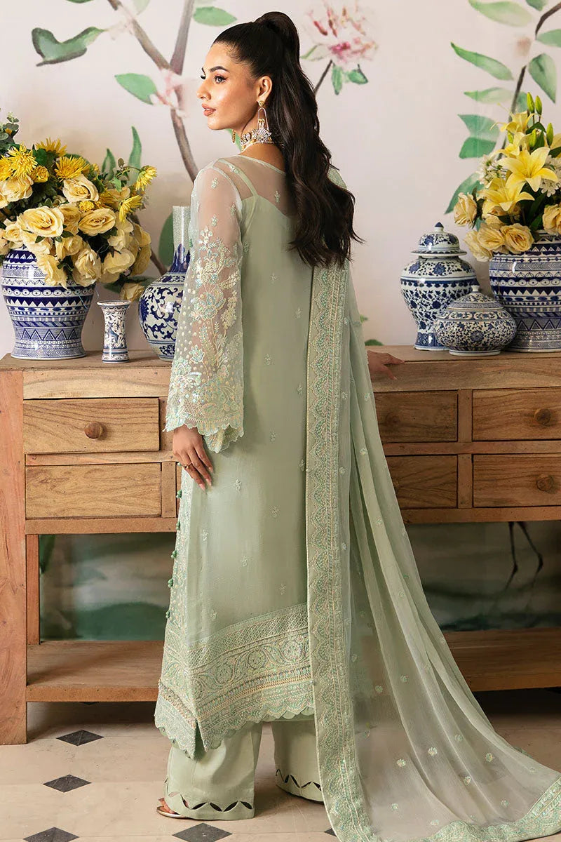 Gulaal | Embroidered Chiffon 24 | Jade - Aqsa Fabrics