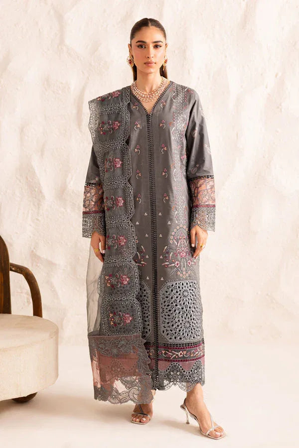 Marjjan | Guzel Lawn | SMC 205-B (Grey) - Aqsa Fabrics