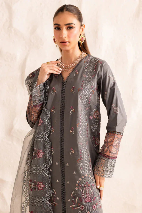 Marjjan | Guzel Lawn | SMC 205-B (Grey) - Aqsa Fabrics