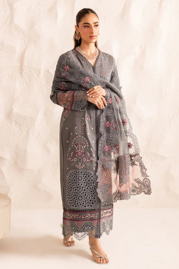 Marjjan | Guzel Lawn | SMC 205-B (Grey) - Aqsa Fabrics