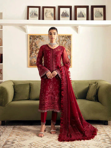 Gulaal | Embroidered Chiffon 23 | RUBY GL-EC-23V1-02 - Aqsa Fabrics