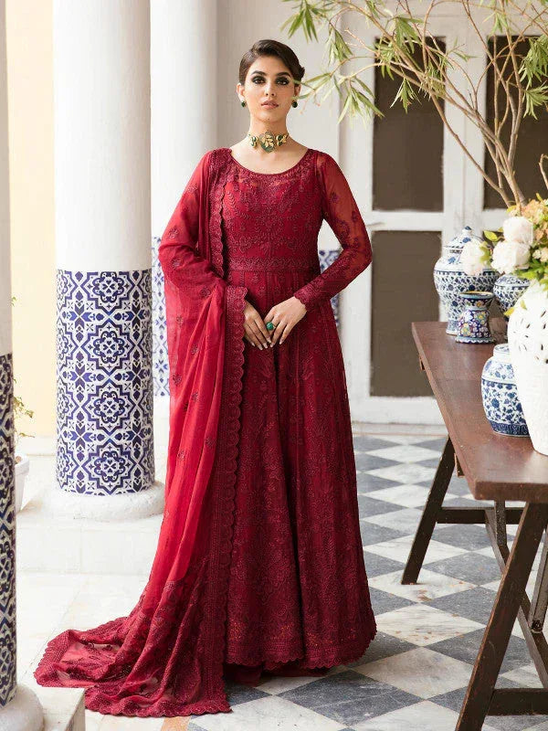 Gulaal | Embroidered Chiffon 23 | GARNET - (GL-EP23V1-09) - Aqsa Fabrics