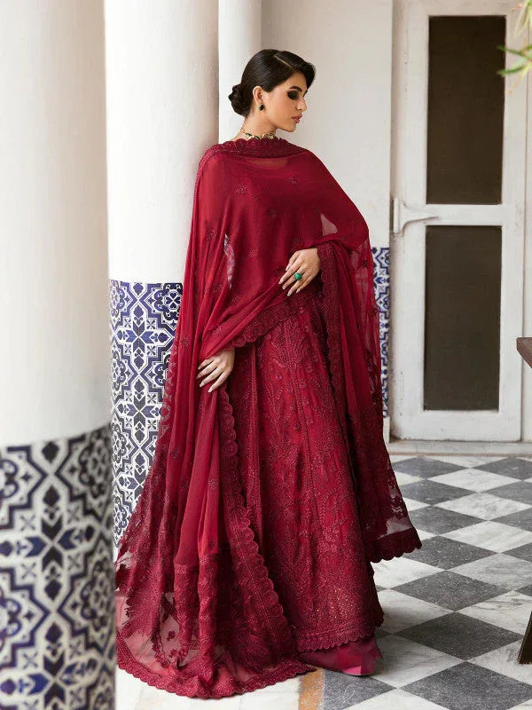Gulaal | Embroidered Chiffon 23 | GARNET - (GL-EP23V1-09) - Aqsa Fabrics