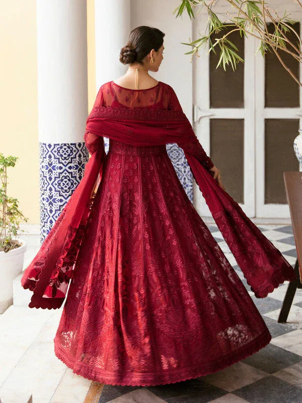 Gulaal | Embroidered Chiffon 23 | GARNET - (GL-EP23V1-09) - Aqsa Fabrics