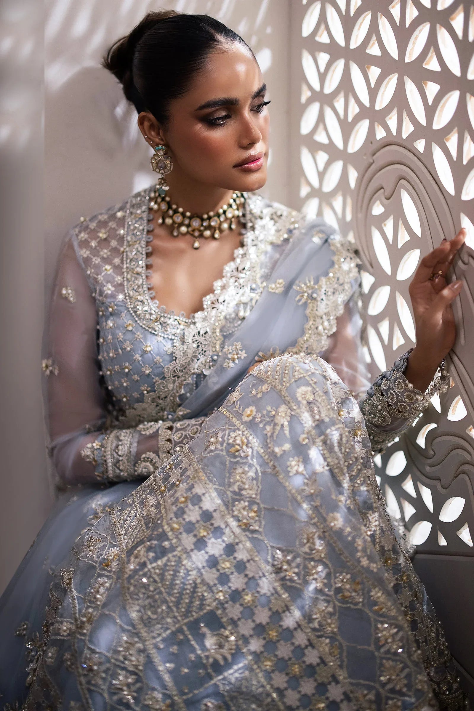 Gossamer by Zaha Embroidered Organza 3Pc Suit ZC24-01 Sofina - Aqsa Fabrics