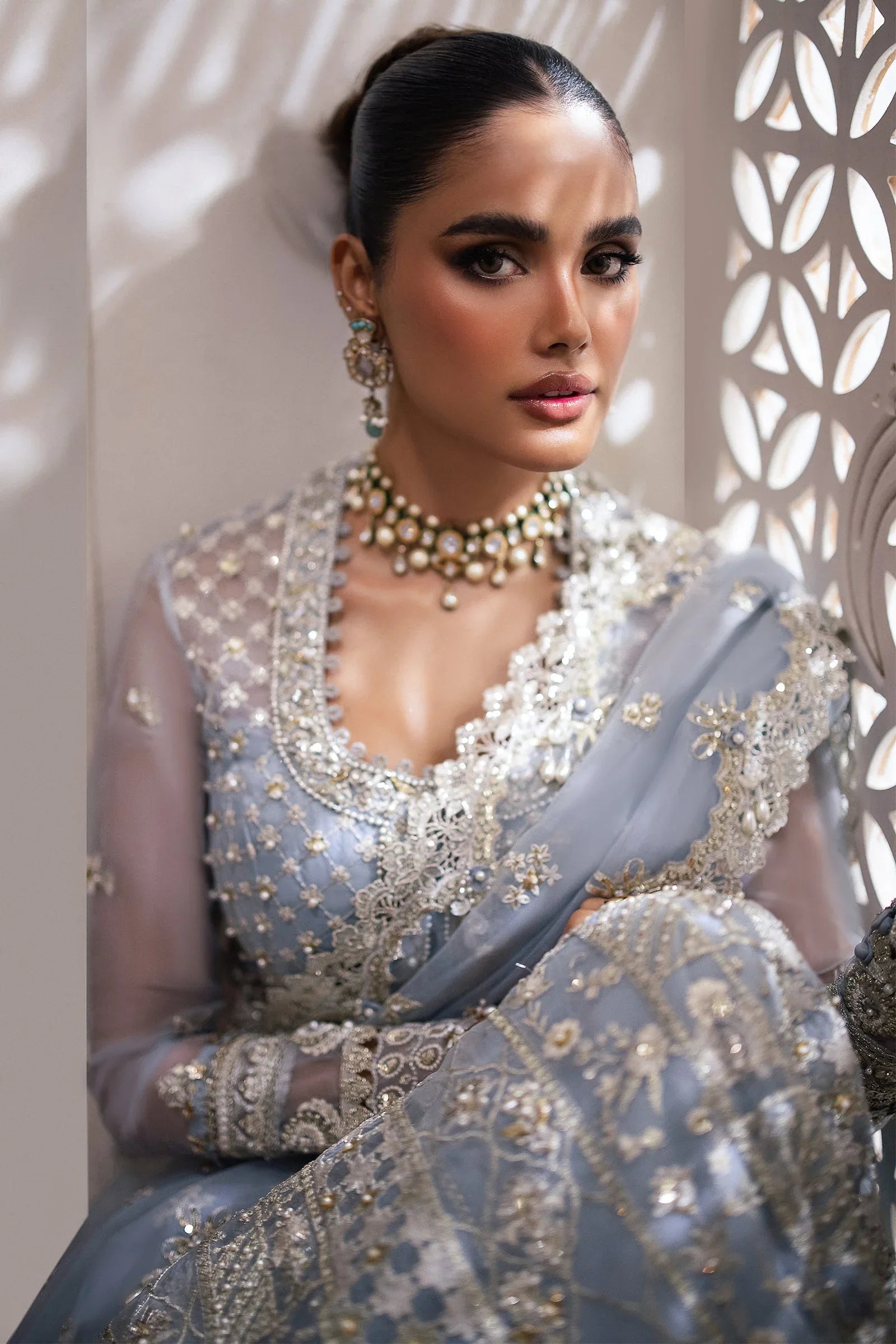 Gossamer by Zaha Embroidered Organza 3Pc Suit ZC24-01 Sofina - Aqsa Fabrics