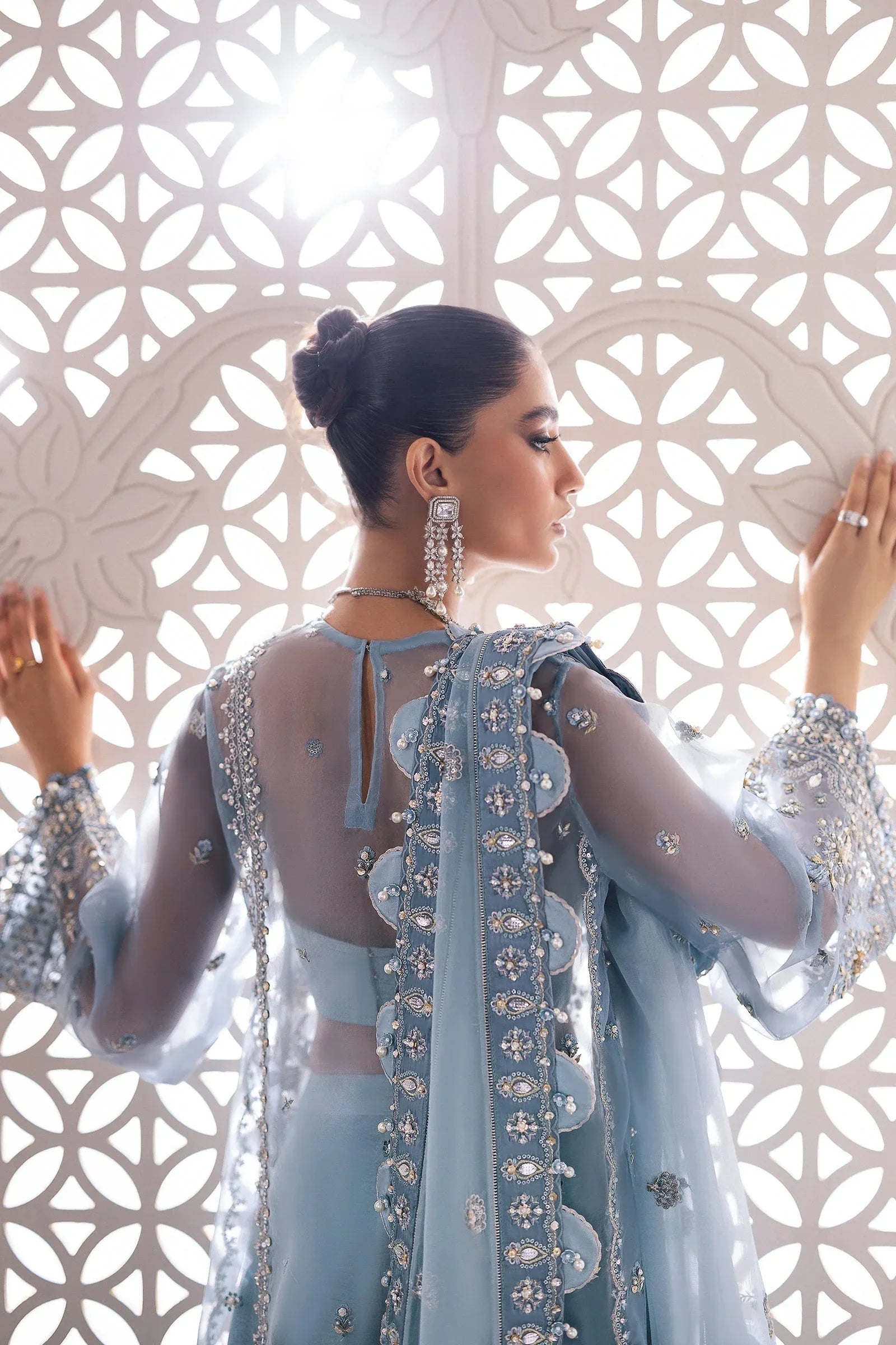 Gossamer by Zaha Embroidered Organza 3Pc Suit ZC24-07 Azura - Aqsa Fabrics