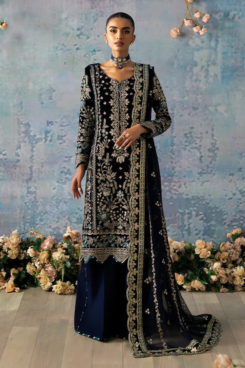 Gulaal | Celeste Velvet 24 | Azure - Aqsa Fabrics