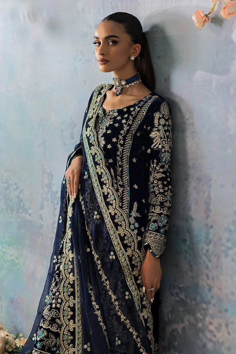 Gulaal | Celeste Velvet 24 | Azure - Aqsa Fabrics