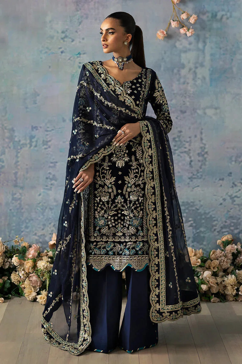 Gulaal | Celeste Velvet 24 | Azure - Aqsa Fabrics