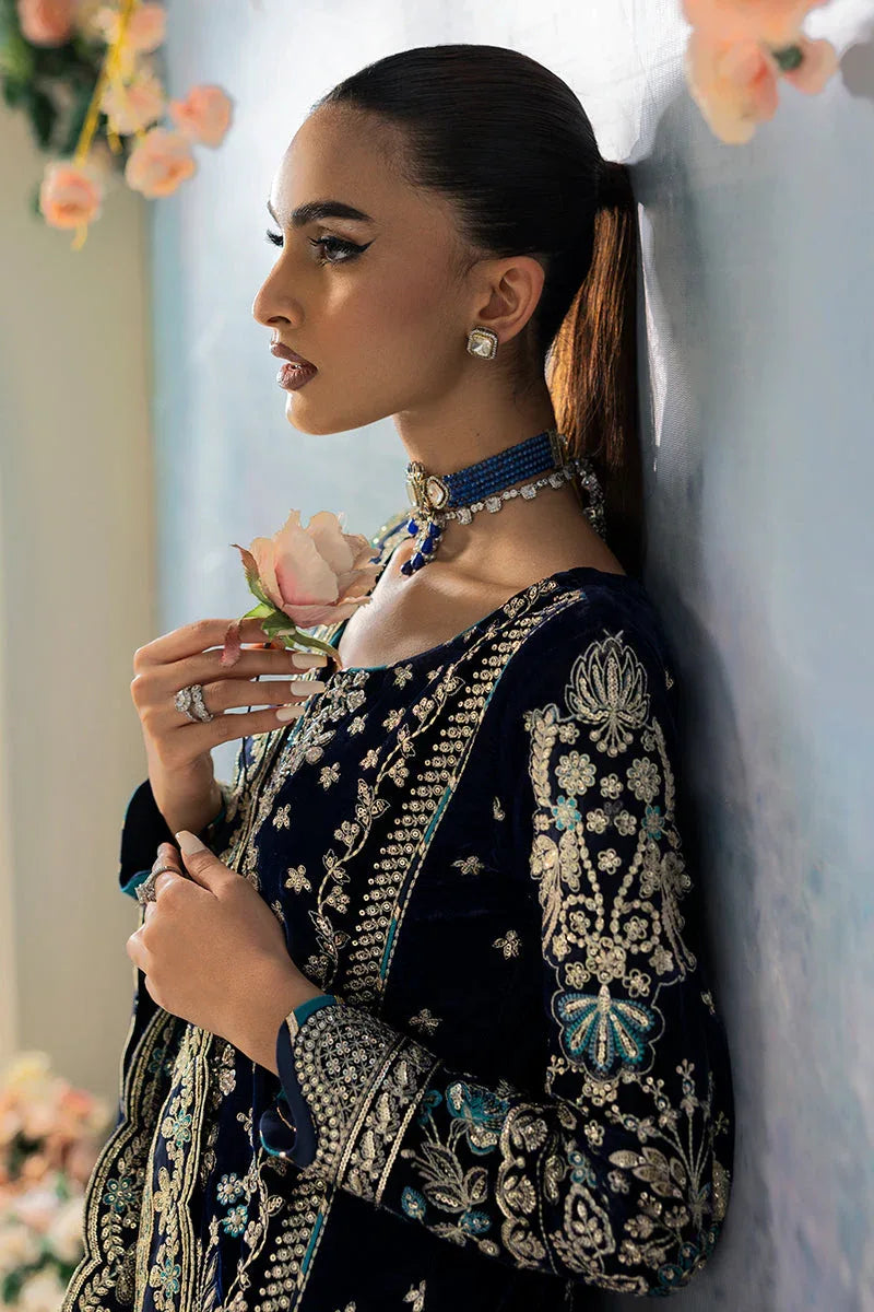 Gulaal | Celeste Velvet 24 | Azure - Aqsa Fabrics